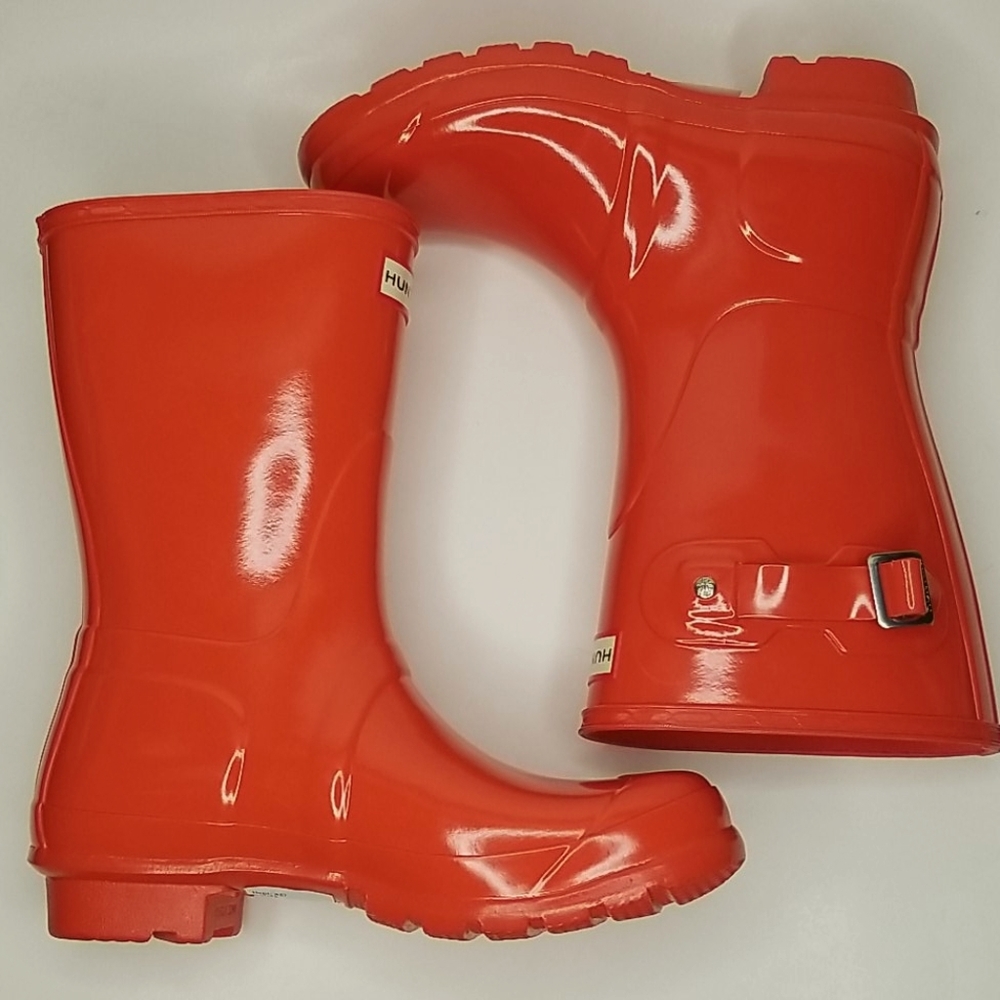 Hunter Original Short Gloss Rain Boot Orange US 7